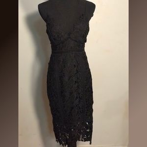 Bardot Black Lace Midi Dress